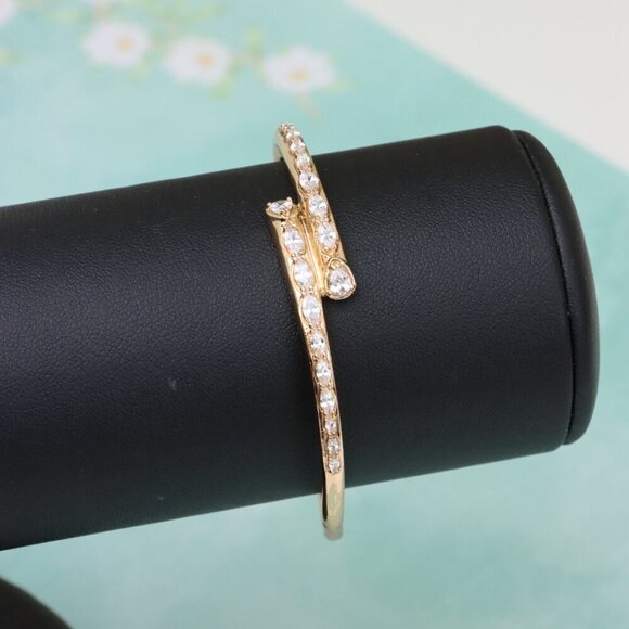 Elegant Wrap Design Rose Gold Bangle with Sparkling Stone Detail, XPBL0437 - Picture 10 of 12